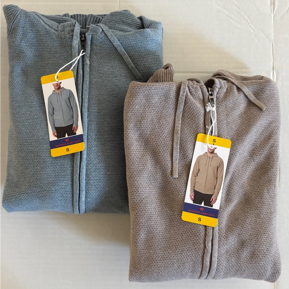 Modern Ambition Men's Full Zip Hooded Sweater Bundle of 2